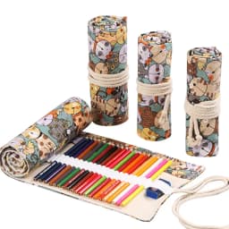 72 Holes Roll Colored Kawaii Pencil Case School Supplies Art Pen Bag Student Cute Large Pencil Cases Pen Bag Stationery