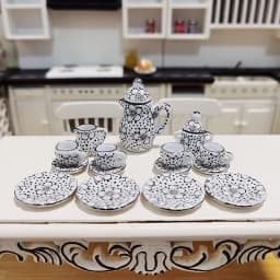 1Set Ceramic Scale 1:12 Doll House Miniature Porcelain Tea Cup Set Tableware Kitchen Dollhouse Teapot DIY Toys