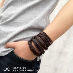 5Pcs/Set Minimalist Multilayer Brown Leather Bracelets For Men Women Vintage Punk Handmade Woven Twist Bangles Charm Jewelry