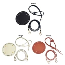 3Pcs/set DIY Round PU Leather Crochet Bag Handmade Drawstring Accessories Woven Bag Set Durable Solid Color Bag Bottom Base