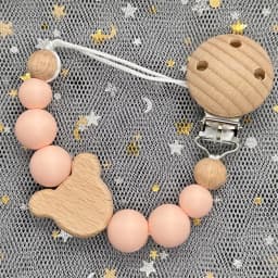 Custom Personalized Name Baby Pacifier Clip Bear Pacifier Chain Holder for Baby Teething Soother Chew Toy Food Grade Dummy Clips