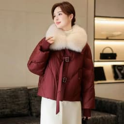 Large Fur Collar And Thick Cotton Jacket For Women In Winter 2025 Fashionable And Loose Warm Short Jacket Outwear