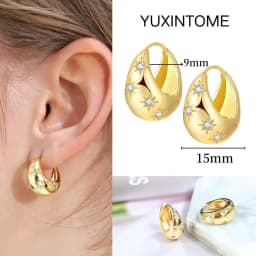 Pave Micro Crystal North Star Hoop Earrings Punk 925 Sterling Silver Ear Needle Twist Gold Earrings For Women Minimalist Jewelry