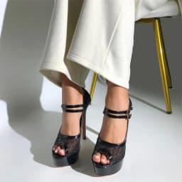 Onlymaker Women Black Platform Peep Toe Mesh Spike Pumps Sandals Thin High Heel Big Size Buckle Strap Party Shoes