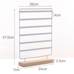 Metal 6 Layers Earring Display Holder Ear Stud Display Rack Wood Base 3-Tiers 69 Holes Jewelry Storage Organizer Stand Reusable