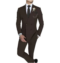 Men's Suit 2 Piece Double Breasted Peak Lapel Jacket Business Casual Slim Fit Wedding Suit For Men ( Blazer+Pants)