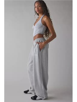 Spring Autumn New Pink Embroidered Casual Pants For Women Loose And Comfortable Straight Elastic Waist Trousers 2026