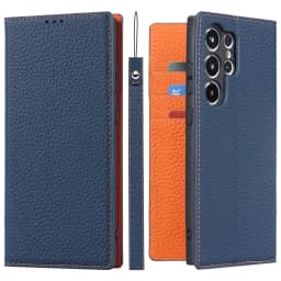 Case for Samsung Galaxy S23 Ultra Genuine Leather Wallet Case Kickstand Credit Card Holder Magnetic Closure Shockproof Case