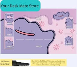 Cute Sleeping Snorlax Playmat with Zones Desk Mat for TCG Gaming Collectors