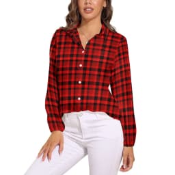 Black Checkerboard Blouse Classic Black and White Checker Office Print Blouses Women Autumn Oversize Long Sleeve Casual Shirts