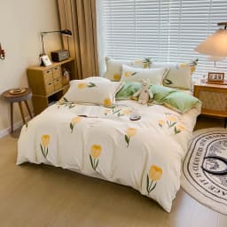 100% Cotton Brushed Quilt Cover Nordic Plaid Thickened Duvet Covers Soft Skin-Friendly Comfortable Single Double Blanket Cover