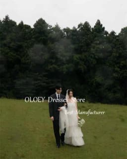 OLOEY Soft Layered Tulle Floor Length Wedding Dresses Korea Photoshoot Spaghetti Straps Bridal Gown Vestido De Noiva 2025