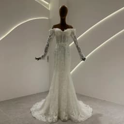SL-9575 SuLi Customized Off the Shoulder Sleeve Mermaid Wedding Dress Detachable Skirt Lace Beading Bridal Gown