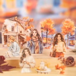 20 Sheets Paris Autumn Series Travel Theme Dual Material Sticker Book for DIY Scrapbooking Photo Frame Collage Decoration