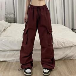 Chic Matching Loose Women's Wide Leg Pants Elastic Waist Drawstring Patchwork Straight Leg Pant Casual Streetwear New Sportswear