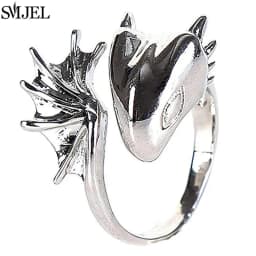 SMJEL Vintage Animal Shape Adjustable Ring Punk Ancient Dragon Rings Thai Silver Boyfriend Jewelry Unique Snake Ring Bijoux 2025