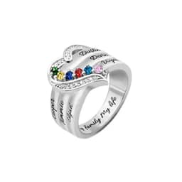 Personalized 1-8 Birthstone Rings Custom Engraved Name Ring Customized Promise Heart Birthstone Ring Gifts for Family Women