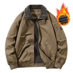 Autumn Winter Fleece Washed Jacket Men's Thick Warm Casual Outerwear