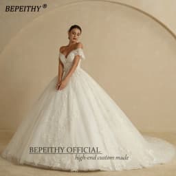 BEPEITHY Customized Off Shoulder Lace Wedding Dresses 2026 For Women Glitter Bridal Ball Gown Plus Size Vestidos De Novia