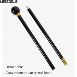 Black Beech Wood Walking Cane with 8 Ball Handle 2-Piece Detachable Fashionable Stick for Men And Women Daily Use Cosplay