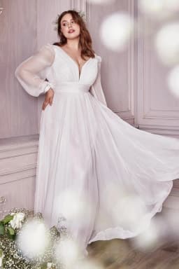 Simple Wedding Dresses for Bride V Neck Long Sleeve Chiffon Wedding Dress Simple Bridal Growns Floor-Length Vestidos De Novia