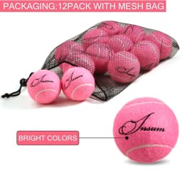 12pcs Tennis Balls with Mesh Carry Bag Practice Ball High Elasticity Pet Dog Playing Balls Outdoor Training Sports Rubber Tennis