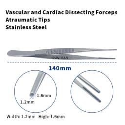 Stainless steel Vascula and Cardiac Dissecting ForcepsAtraumatic tips Tissue tweezers Microsurgical instruments