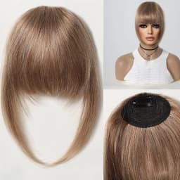 100% Remy Human Hair Fringe Bangs Clips in Natural Black Human Hair 3D Air Fringe Bangs Hairpieces for Women with Thinning Hair