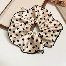 1/3 Pcs Black White Polka Dot Satin Scrunchies for Women Large Round Ruffles Hair Band Gentle Elegant Hair Ties Head Accessories