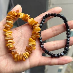 Yoowei 100% Real Amber Bracelet for Unisex Genuine Black Bead Irregular Natural Plant Medical Healing Jewelry Gift Wholesale