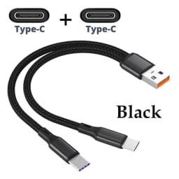 NNBILI 5A 2 in 1 Fast Charging Cable Y Splitter USB to Type C Micro USB Data Cord for Samsung Huawei Xiaomi Redmi Phones