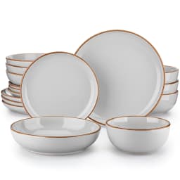 VANCASSO NYMPH 16/32 Piece Ceramic Glaze Tableware Set with Dinner/Dessert/Soup Plate/Bowl For 4/8 Person 4 Color Optional
