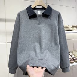 Men Splice Collar Loose Casual Pullover Sweatshirts Autumn Winter Streetwear Vintage Fashion Hoodies Sweatshirts Coat Tops