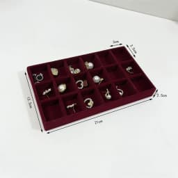 Dark red fabric Jewelry Box Earrings Studs Rings bracelet storage holder Household dressing table drawer Jewelry collection tray