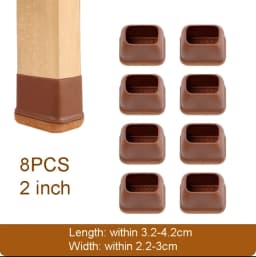 8PCS Silicone Chair Leg Floor Caps Protectors Rectangle with Felt Foot End Caps Covers width 22-32mm for Chair Table No Noise