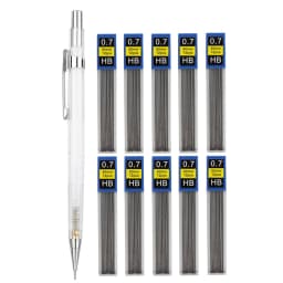 Transparent Mechanical Pencil Set 0.3, 0.5, 0.7 0.9mm with HB Lead Refills for Sketching Art Drawing Painting Automatic Pencils