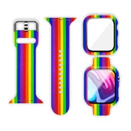 Glass+Cover+Strap for Apple Watch Case 44mm 40mm 41mm 45mm 42mm 38mm sport Silicone bracelet iwatch series 9 8 7 6 5 4 3 SE Band