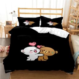 Cute Bubu Dudu Cartoon Bear Panda Duvet Cover Kawaii Bedding Sets Soft Quilt Cover and Pillowcases Single/Double/Queen/King Kids