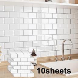 5/10 Sheets Waterproof Peel and Stick Backsplash Wall Tile for Kitchen Bathroom Easy To Clean  Room Decor Wall Decor