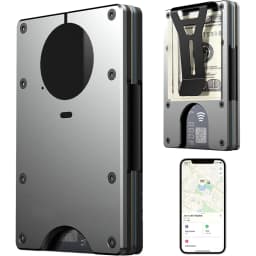 Smart Metal Wallet with Built-in Find My Tracker (iOS Only) RFID Blocking 12 Card Capacity Removable Cash Clip