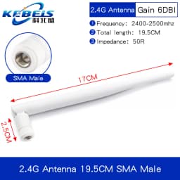 2PCS 2.4G Antenna Fold Glue Stick 3DBI WLAN Router Antenna Wifi Module Signal Enhancement 2400-2500mhz SMA Male Connector 6DBI