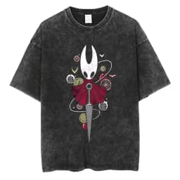 Washed Vintage Game Hollow Knight Double Sided Print T-shirt Men Women Fashion Casual T-shirts Oversized Short Sleeve T Shirts