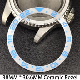 Sloping 38mm * 30.6mm Ceramic/Aluminum Bezel GMT and Diving Watch Insert Fits for 40mm Men's Watch Case Bezel Replacement Insert