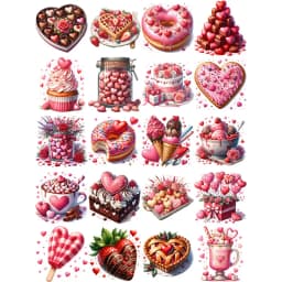 20Pcs/Pack Valentine's Day Desserts Sticker DIY Craft Scrapbooking Album Junk Journal Decorative Stickers