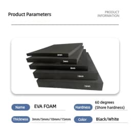 Thickness 3/5/10/15mm EVA Rubber Pad EVA Foam Board EVA Foam Sheet Sound Absorption Insulation Foam DIY Model Making 60 Degree