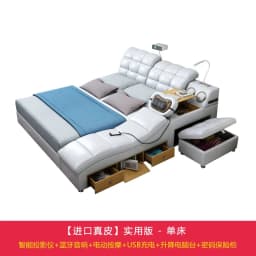 European King Double Bed Wood Queen Headrest Multifunctional Double Bed Twin Smart Luzko Wielofunkcyjne Furniture For Bedroom