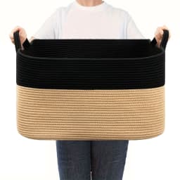 Laundry Basket, Woven Storage Baskets for Organizing, Cube Cotton Rope Baskets for Shelves, Magazine & Newspaper Baskets