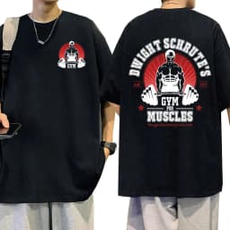 Dwight Schrute Gym for Muscles Double-sided T Shirt Tv Series The Office Michael Scott Short Sleeve T Shirts Men Cotton T-shirt