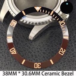Sloping 38mm * 30.6mm Ceramic/Aluminum Bezel GMT and Diving Watch Insert Fits for 40mm Men's Watch Case Bezel Replacement Insert
