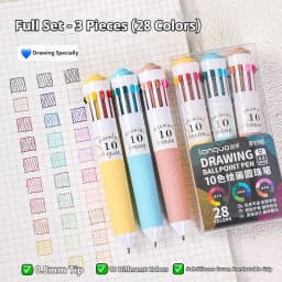 LANGUO Multicolor Pens 28/60/120 Colors 10-in-1 Colored Ballpoint Pen 0.8mm Fine Point Smooth Writing Retractable Ballpoint Pens